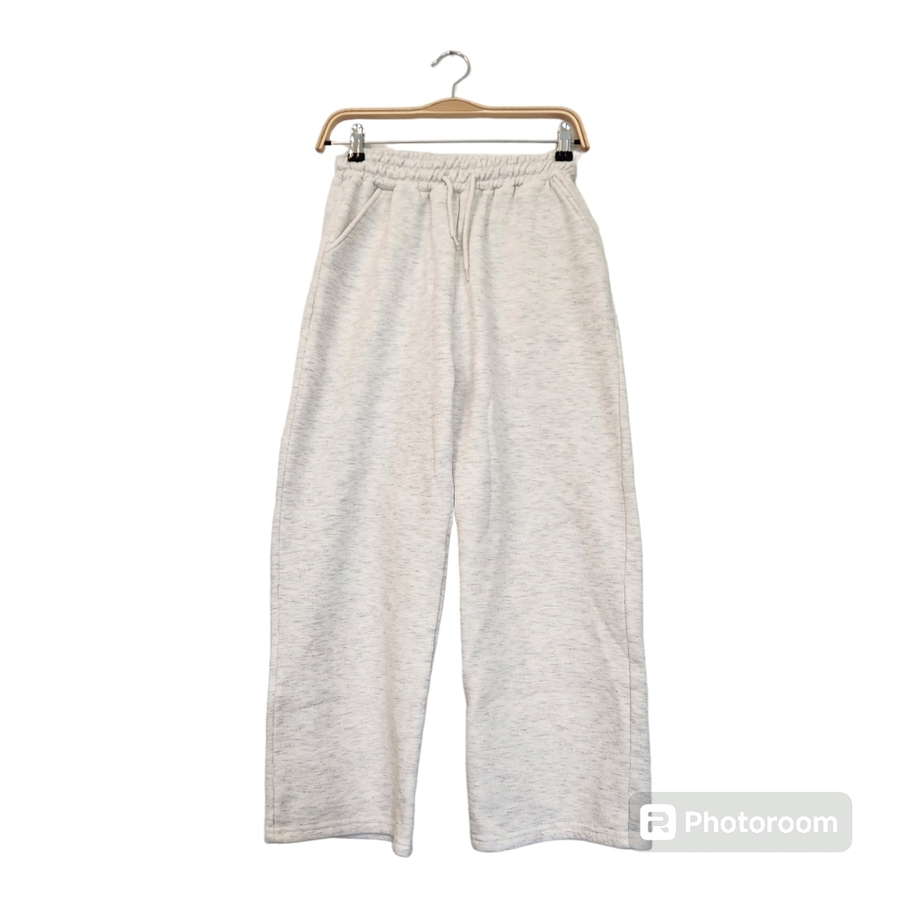 cream wide legged sweats